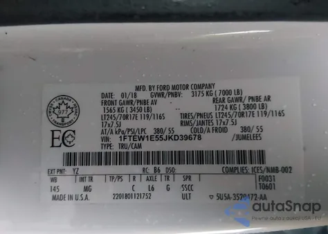 2018 Ford F-150 Xlt from USA, damaged, VIN 1FTEW1E55JKD39678